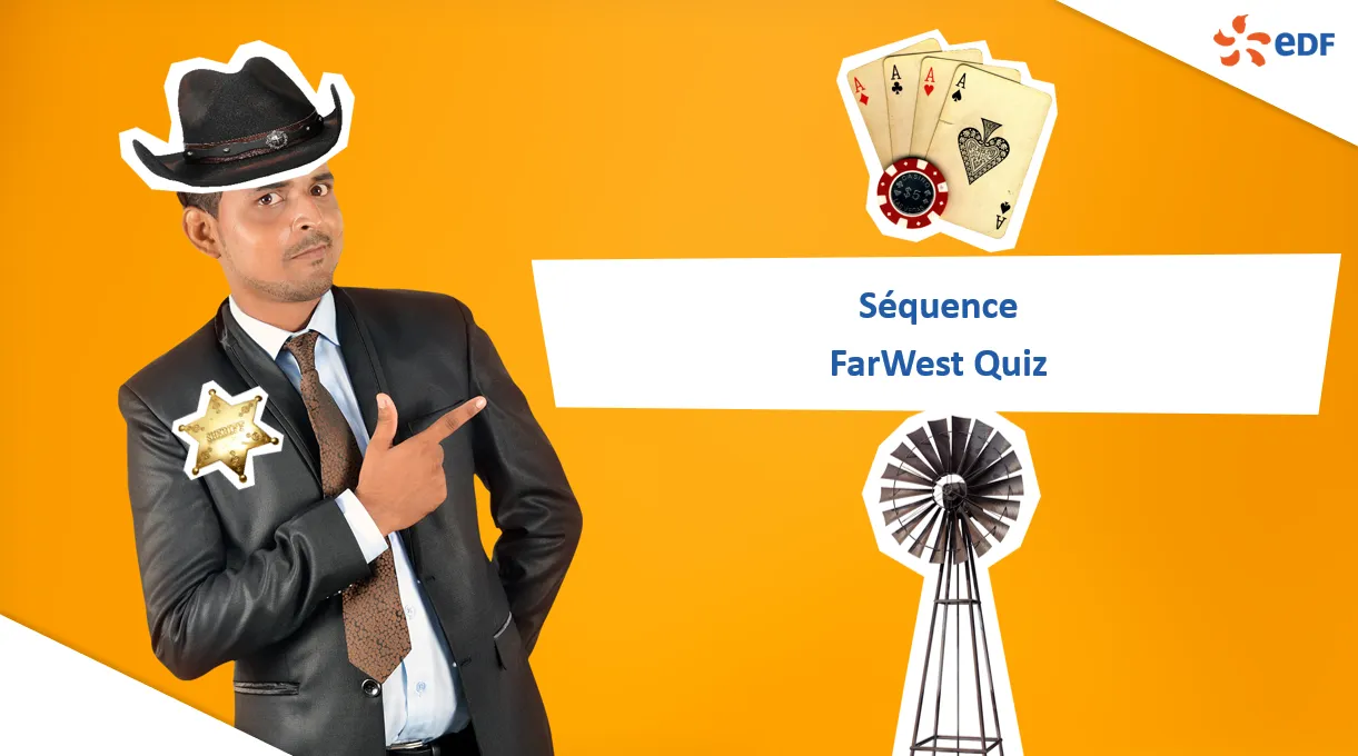 Écran d'ouverture du quiz thématique « FarWest »